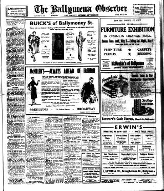 cover page of Ballymena Observer published on May 1, 1953