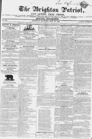 cover page of Brighton Patriot published on May 10, 1836