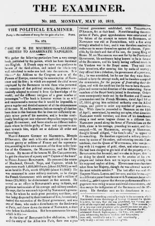 cover page of The Examiner published on May 10, 1819