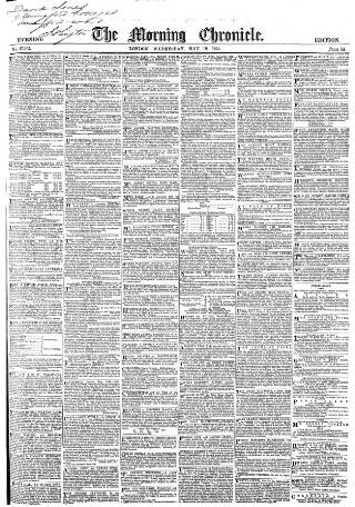 cover page of Morning Chronicle published on May 10, 1854