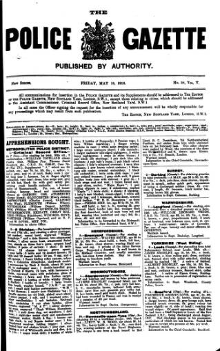 cover page of Police Gazette published on May 10, 1918