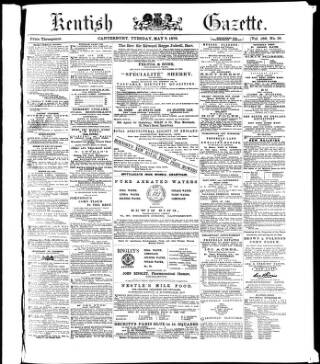 cover page of Kentish Gazette published on May 9, 1876