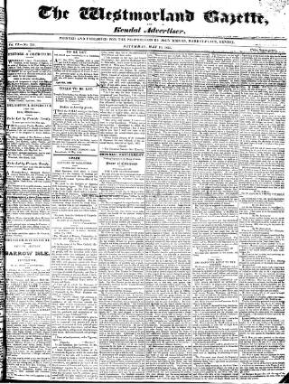 cover page of Westmorland Gazette published on May 10, 1823