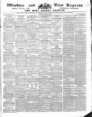 cover page of Windsor and Eton Express published on May 9, 1857