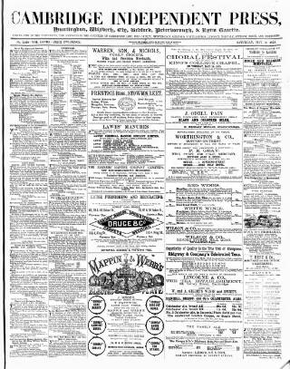 cover page of Cambridge Independent Press published on May 10, 1873