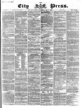 cover page of London City Press published on May 9, 1868