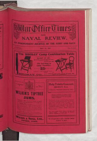 cover page of War Office Times and Naval Review published on May 15, 1915