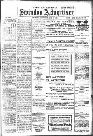 cover page of Swindon Advertiser and North Wilts Chronicle published on May 10, 1913