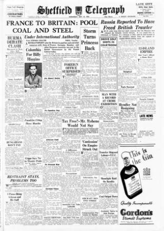 cover page of Sheffield Daily Telegraph published on May 10, 1950