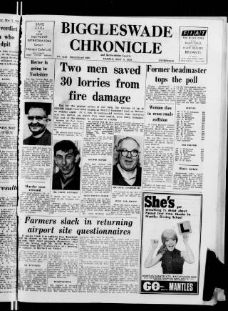 cover page of Biggleswade Chronicle published on May 9, 1969