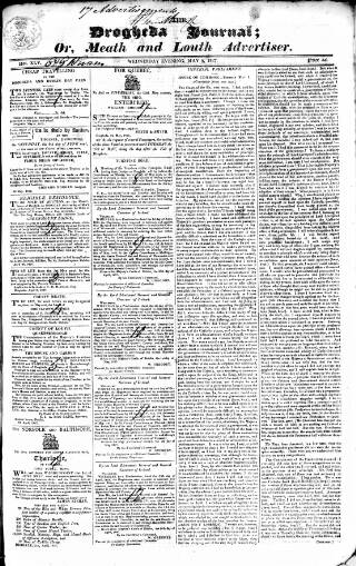cover page of Drogheda Journal, or Meath & Louth Advertiser published on May 9, 1827