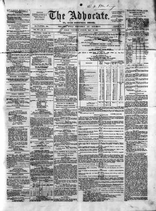 cover page of Advocate published on May 10, 1854