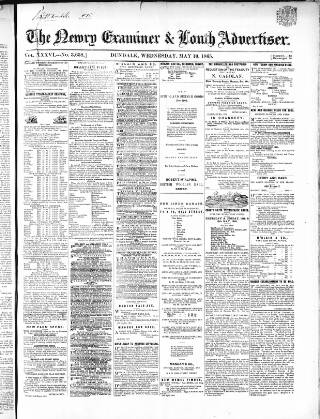 cover page of Newry Examiner and Louth Advertiser published on May 10, 1865