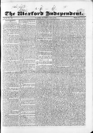 cover page of Wexford Independent published on May 10, 1837