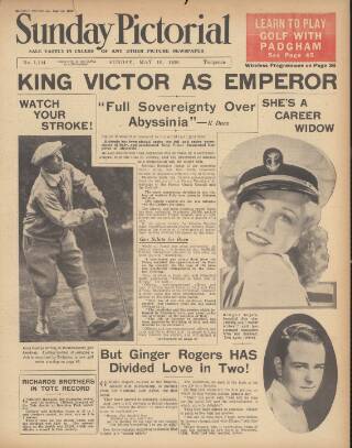 cover page of Sunday Mirror published on May 10, 1936