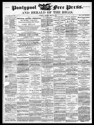 cover page of Pontypool Free Press published on May 10, 1879