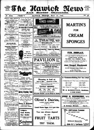 cover page of Hawick News and Border Chronicle published on May 10, 1940
