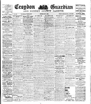 cover page of Croydon Guardian and Surrey County Gazette published on May 9, 1908