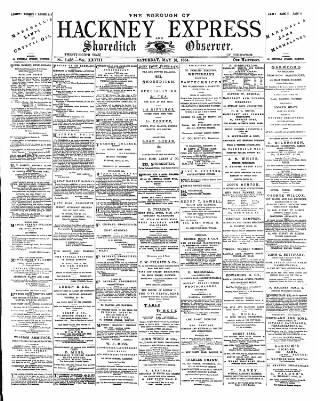 cover page of Shoreditch Observer published on May 10, 1884