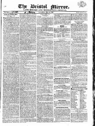 cover page of Bristol Mirror published on May 10, 1823