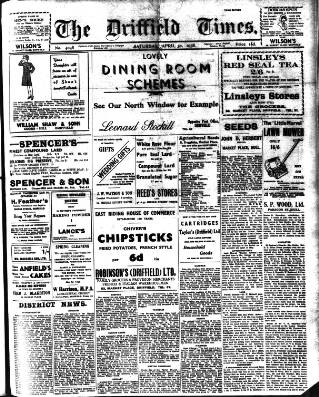 cover page of Driffield Times published on April 30, 1938