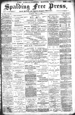 cover page of Lincolnshire Free Press published on May 10, 1898
