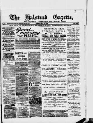 cover page of Halstead Gazette published on May 30, 1889