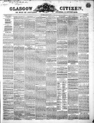 cover page of Glasgow Citizen published on May 10, 1845