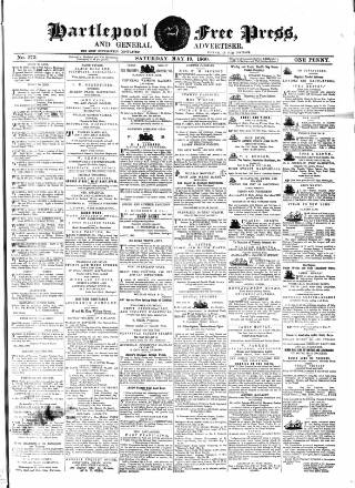 cover page of Hartlepool Free Press and General Advertiser published on May 19, 1860
