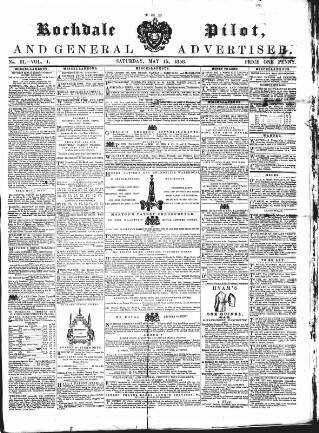 cover page of Rochdale Pilot, and General Advertiser published on May 15, 1858