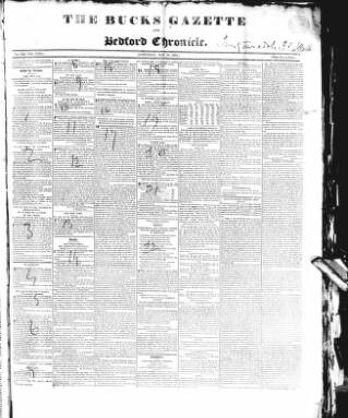 cover page of Bucks Gazette published on May 10, 1834
