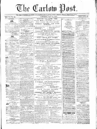 cover page of Carlow Post published on May 10, 1873
