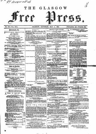 cover page of Glasgow Free Press published on May 9, 1863