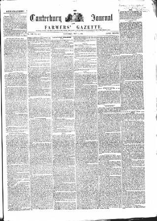cover page of Canterbury Journal, Kentish Times and Farmers' Gazette published on May 10, 1862