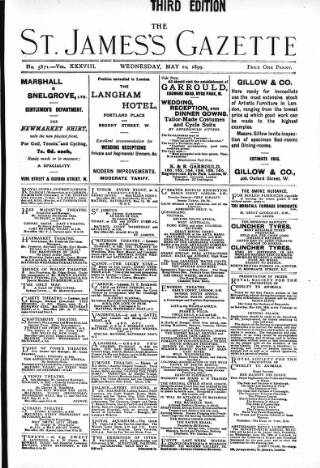 cover page of St James's Gazette published on May 10, 1899