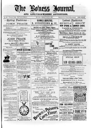 cover page of Bo'ness Journal and Linlithgow Advertiser published on May 9, 1890