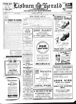 cover page of Lisburn Herald and Antrim and Down Advertiser published on May 10, 1952