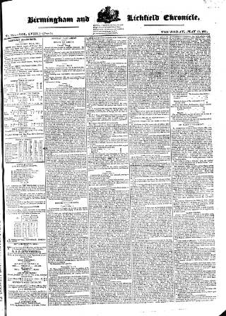 cover page of Birmingham Chronicle published on May 10, 1821