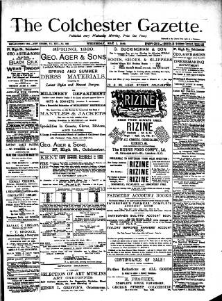 cover page of Colchester Gazette published on May 1, 1889