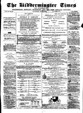 cover page of Kidderminster Times and Advertiser for Bewdley & Stourport published on May 9, 1874