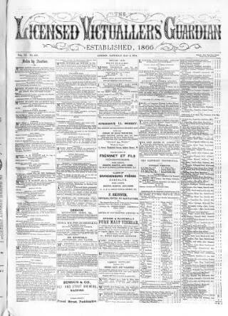cover page of Licensed Victuallers' Guardian published on May 9, 1874