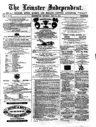 cover page of Leinster Independent published on May 25, 1872