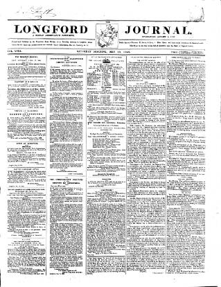 cover page of Longford Journal published on May 10, 1856