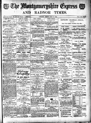 cover page of Montgomeryshire Express published on May 10, 1892