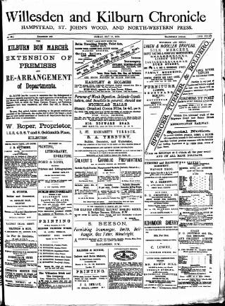 cover page of Willesden Chronicle published on May 10, 1878