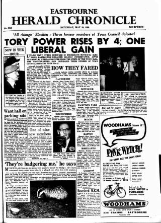 cover page of Eastbourne Herald published on May 10, 1958