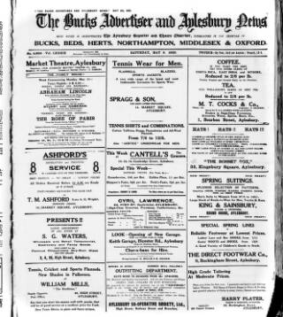 cover page of Bucks Advertiser & Aylesbury News published on May 9, 1925