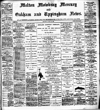 cover page of Melton Mowbray Mercury and Oakham and Uppingham News published on May 10, 1888