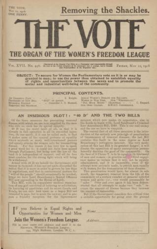 cover page of Vote published on May 10, 1918