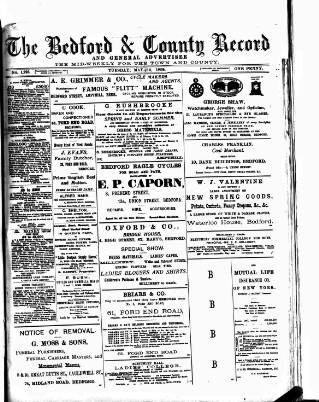 cover page of Bedford Record published on May 10, 1898